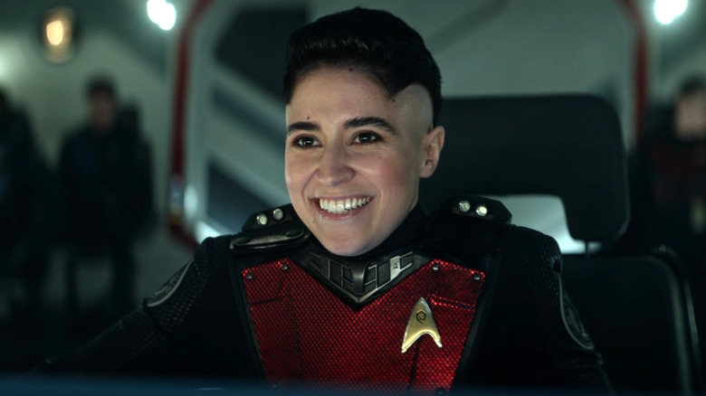 Melissa Navia as Ortegas piloting a shuttle on Star Trek: Strange New Worlds season 2