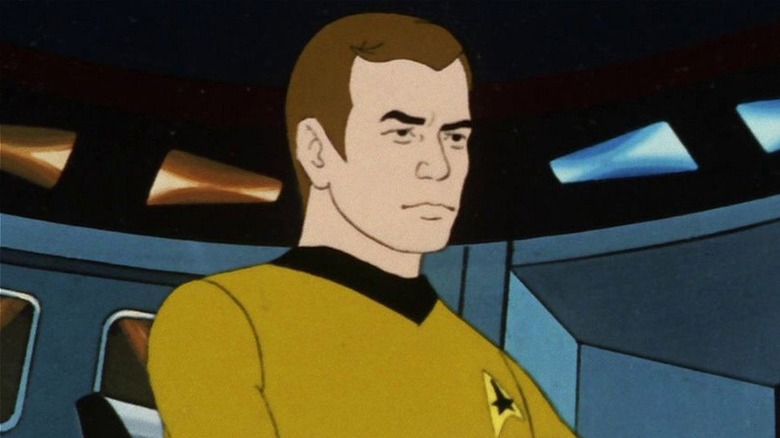 Kirk sitting on the bridge of the Enterprise in Star Trek: The Animated Series