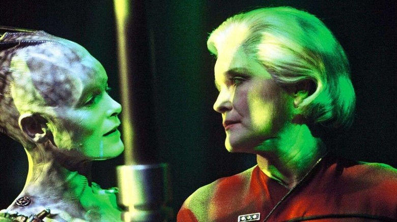 Old Janeway from the future meeting Borg Queen