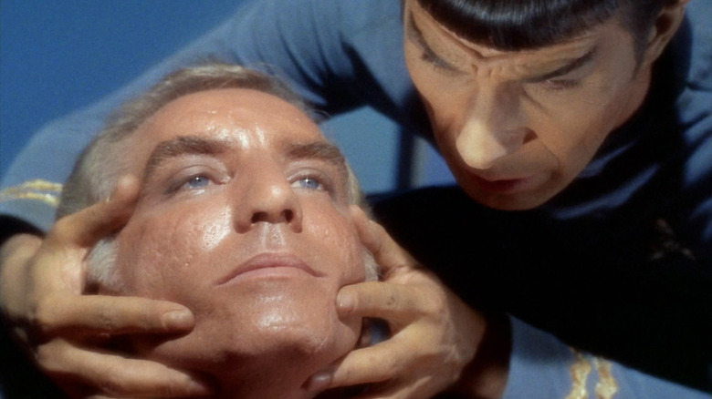 Spock mind-melding with Dr. Simon van Gelder in an episode of Star Trek