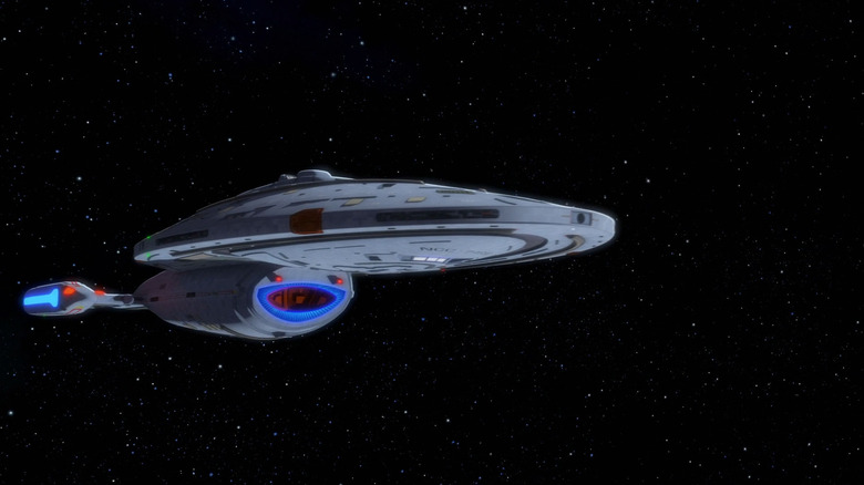 The USS Voyager in space on Star Trek: Lower Decks