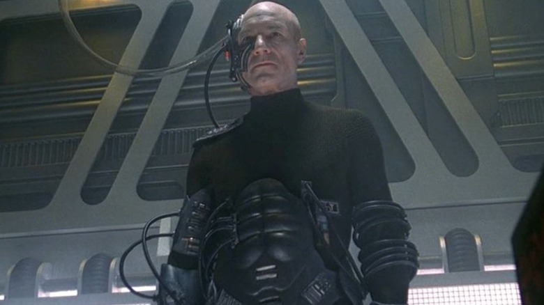 Patrick Stewart as Jean-Luc Picard stands as Locutus of Borg in Star Trek: The Next Generation