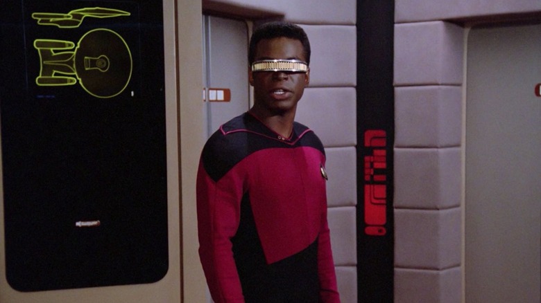 Geordi in command of the Enterprise on Star Trek: The Next Generation