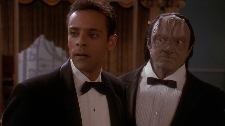 Dr. Bashir and Garak in tuxedos on Star Trek: Deep Space Nine