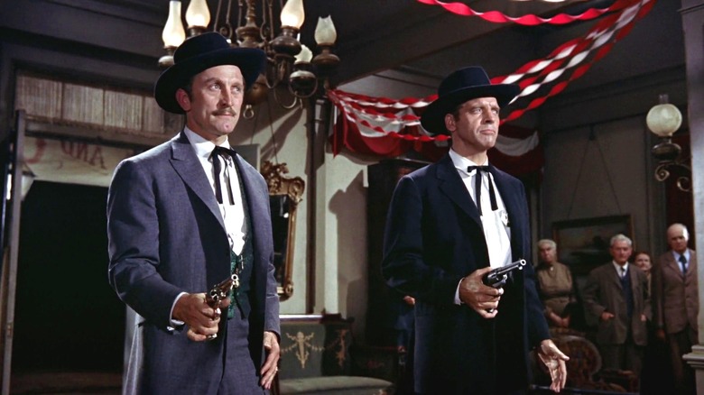 Doc Hollidat and Wyatt Earp with guns in Gunfight at the O.K. Corral