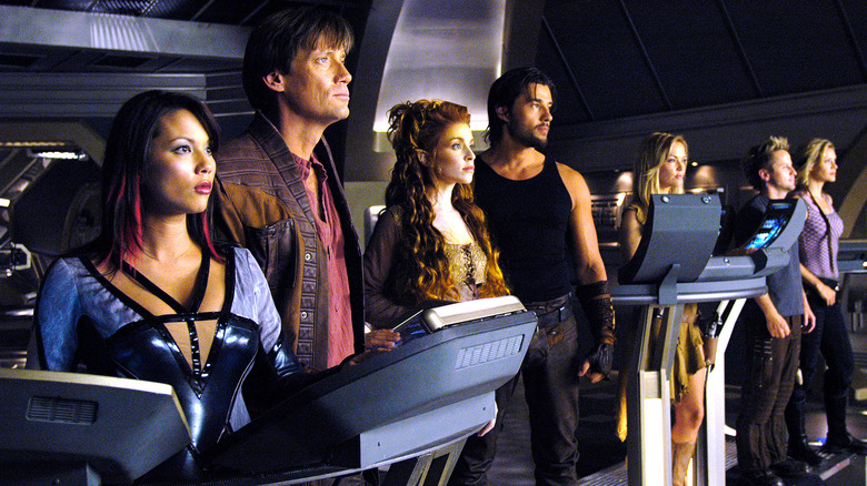 A group shot of the crew of the Andromeda Ascendant, a scene from Andromeda.