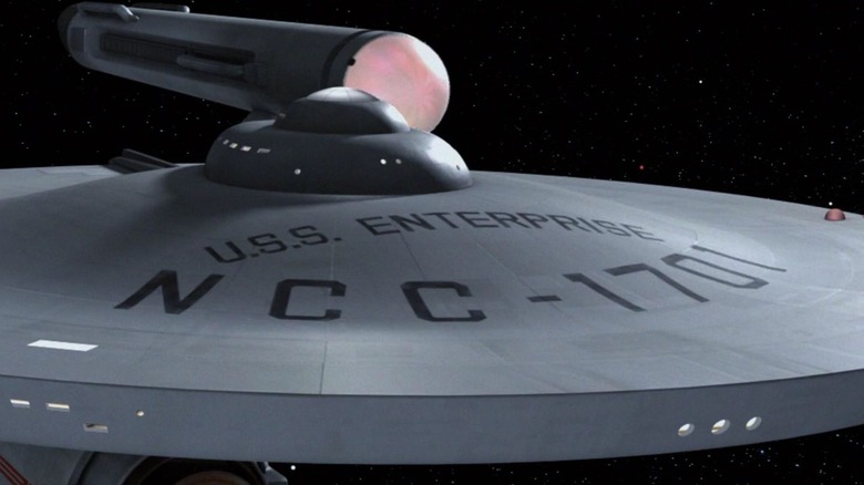 A shot of the Enterprise's saucer section on Star Trek