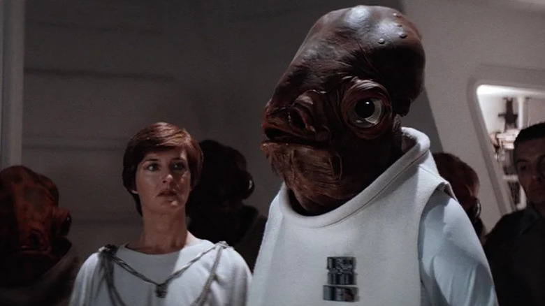Tim Rose as Admiral Ackbar with Caroline Blakiston as Mon Mothma in Star Wars: Return of the Jedi