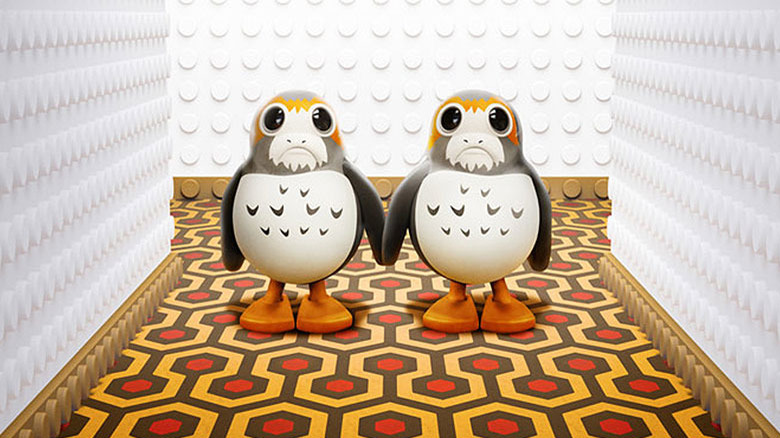 Porgs featured in a "LEGO Star Wars Terrifying Tales" poster inspired by "The Shining"