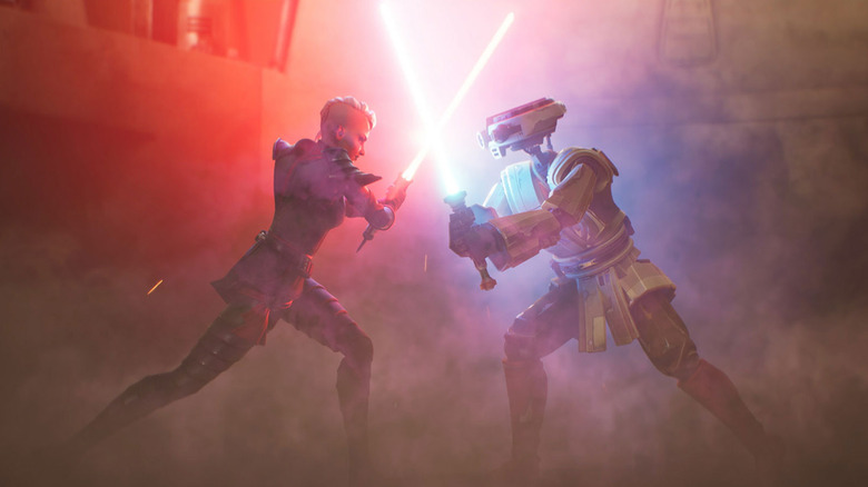 A Lightsaber Duel in Star Wars: Hunters