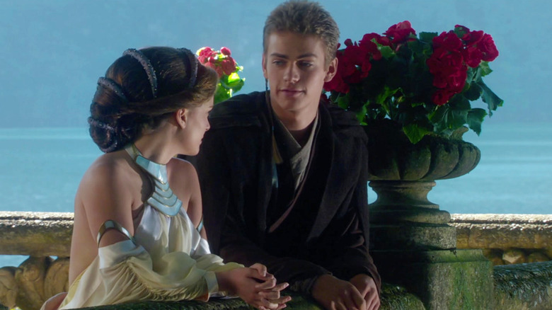 Padme and Anakin talking by a balcony in Star Wars: Attack of the Clones