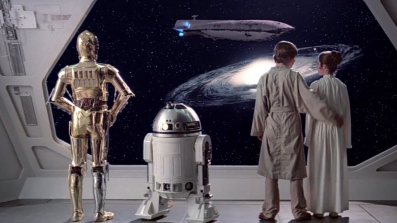 C3PO, R2D2, Luke, and Leia