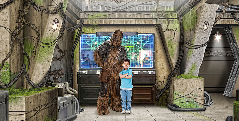 star wars disneyland star wars launch bay chewbacca meet and greet