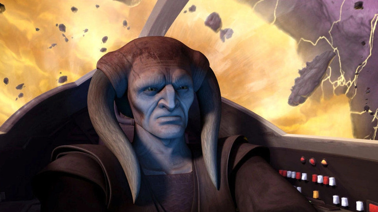 Saesee Tiin (Dee Bradley Baker) sits in the cockpit of a starfighter in Star Wars: The Clone Wars