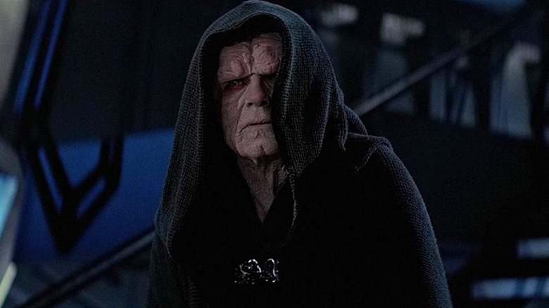 Ian McDiarmid as Palpatine confronting Luke Skywalker at the end of Star Wars: Return of the Jedi