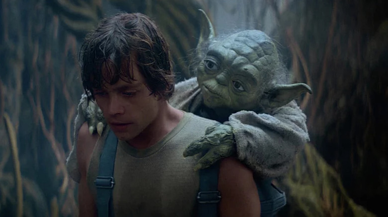 Yoda hanging on to Luke's shoulders like a gremlin in Empire Strikes Back