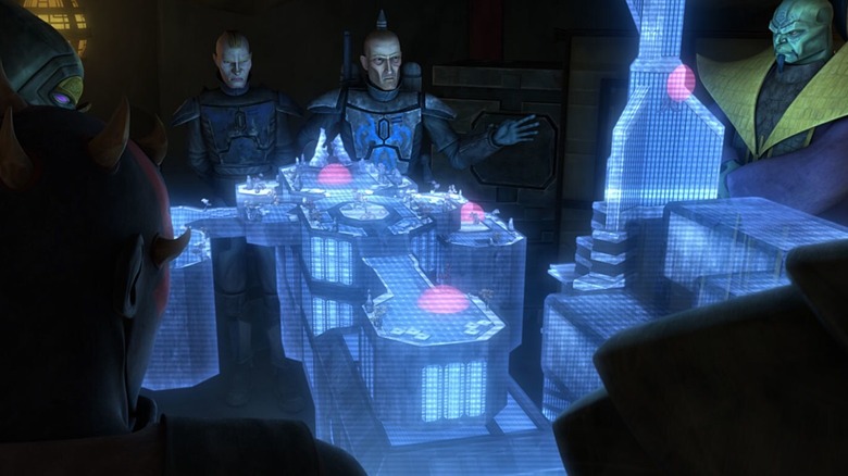 Members of the Shadow Collective plan their attack on Mandalore