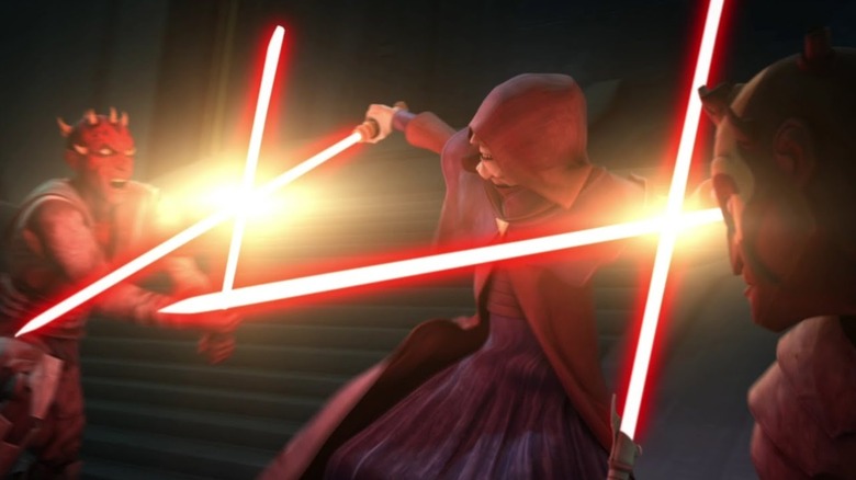 Darth Sidious dueling Darth Maul and Savage Opress on Star Wars: The Clone Wars