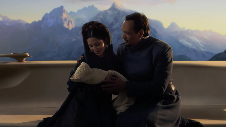 Bail and Breha Organa hold Leia in Revenge of the Sith