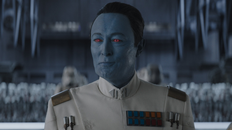 Lars Mikkelsen as Grand Admiral Thrawn standing in front of his army in Ahoska Season 1