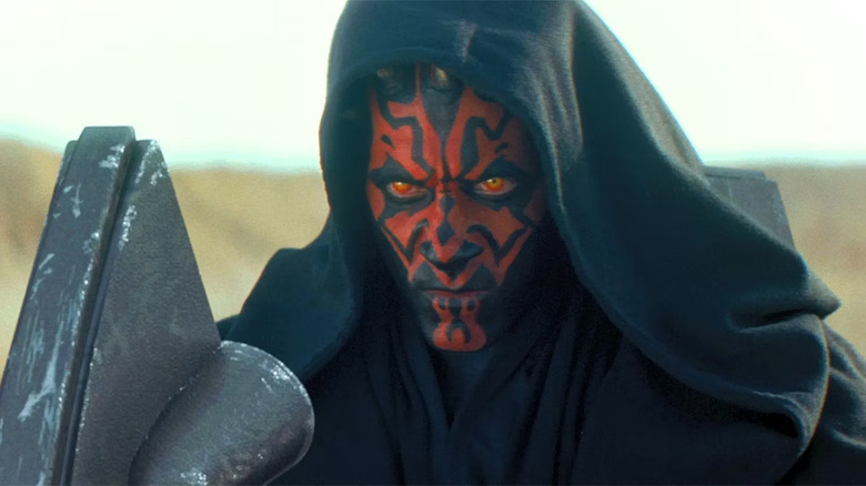 Darth Maul sitting on his speeder in Star Wars: The Phantom Menace