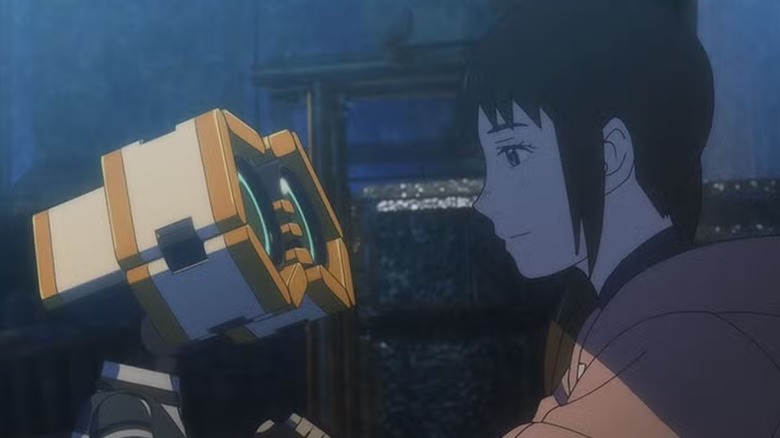 Someone looking at a robot in Ninth Jedi