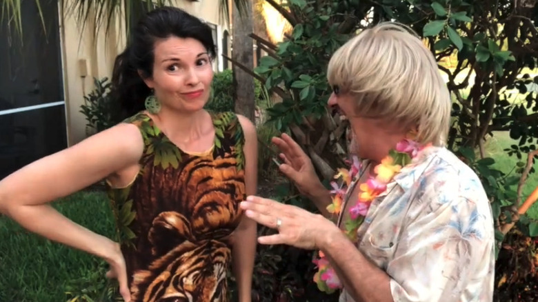 Angela Watson doing sketches with her husband Brian Nahas in a YouTube video