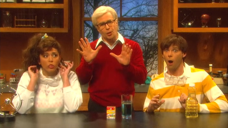 Saturday Night Live, Sam Rockwell in the Science Room sketch, moments after accidentally saying the f-word