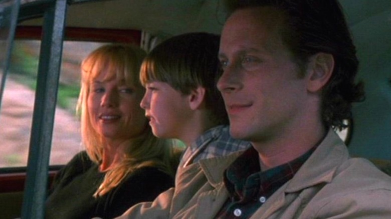 Jack, Wendy, and Danny look happy while they're on their way to the Overlook in The Shining miniseries
