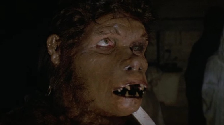 Everett McGill's Lowe transforming into a werewolf in Silver Bullet