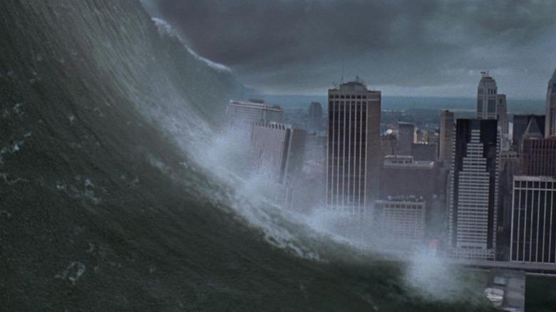 New York City being swallowed by a wave in Deep Impact