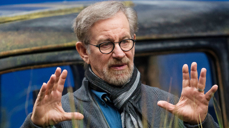 Steven Spielberg directing on the BFG set