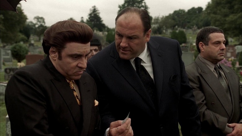 The Sopranos Tony and Silvio at Peeps' funeral