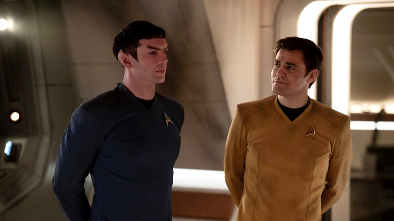 Spock (Ethan Peck) and Jim Kirk (Paul Wesley) in Star Trek: Strange New Worlds