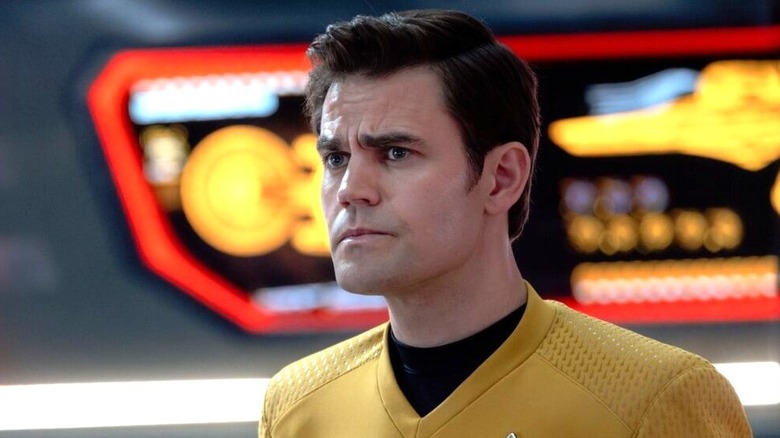 Paul Wesley as Jim Kirk looking concerned in Star Trek: Strange New Worlds