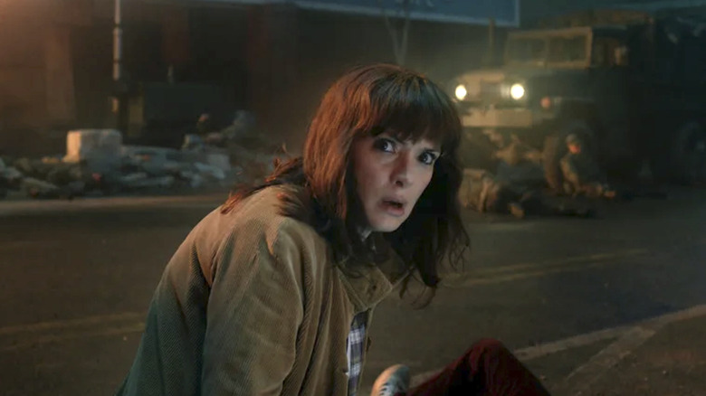 Stranger Things, Joyce Byers looking alarmed in season 5