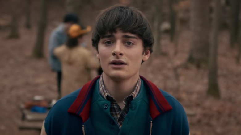 Noah Schnapp's Will Byers looking concerned on Stranger Things