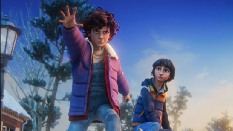 Eleven uses her powers while Mike watches in Stranger Things: Tales From '85