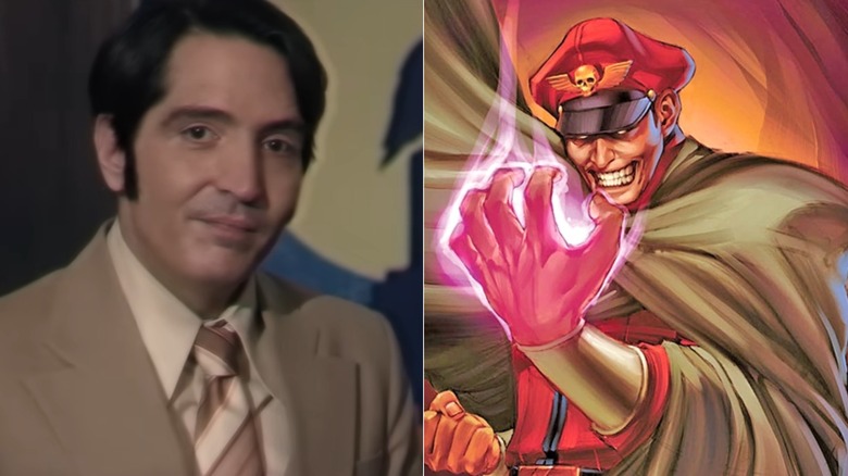 David Dastmalchian as Jack Delroy in Late Night with the Devil, next to an image of M. Bison from Street Fighter
