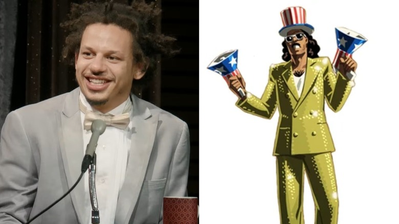 Eric Andre on The Eric Andre Show, next to an image of Don Sauvage