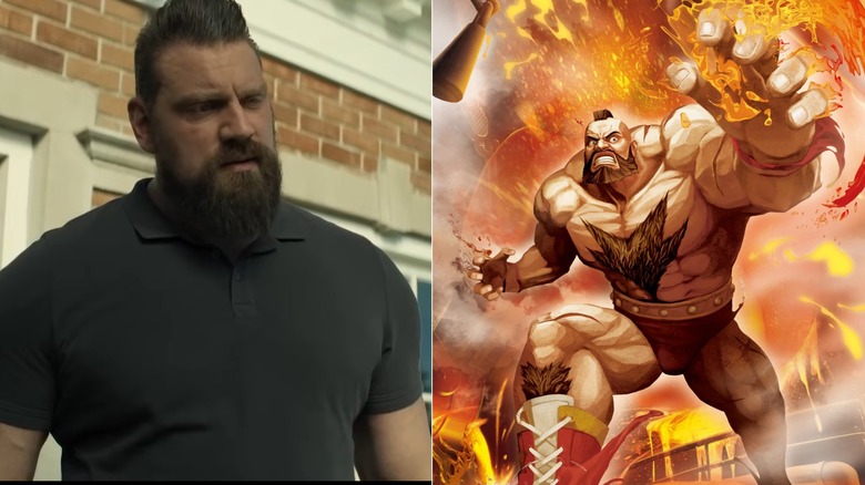Olivier Richters as Paulie on Reacher next to Zangief from Street Fighter