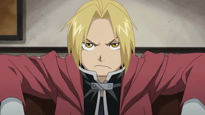 Fullmetal Alchemist Brotherhood Edward Elric sits down
