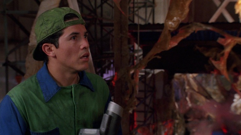 Luigi looking scared in Super Mario Bros.