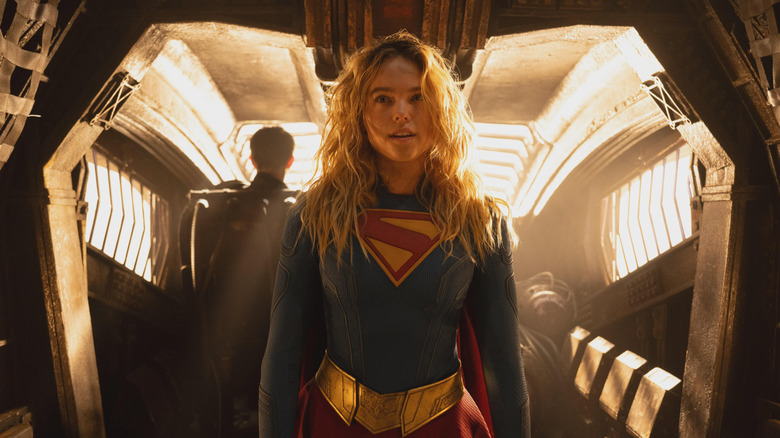 Milly Alcock as Supergirl standing on a ship in Supergirl