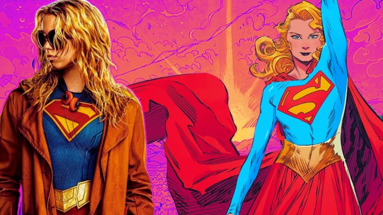 Milly Alcock as Supergirl next to Supergirl from the Supergirl: Woman of Tomorrow comic