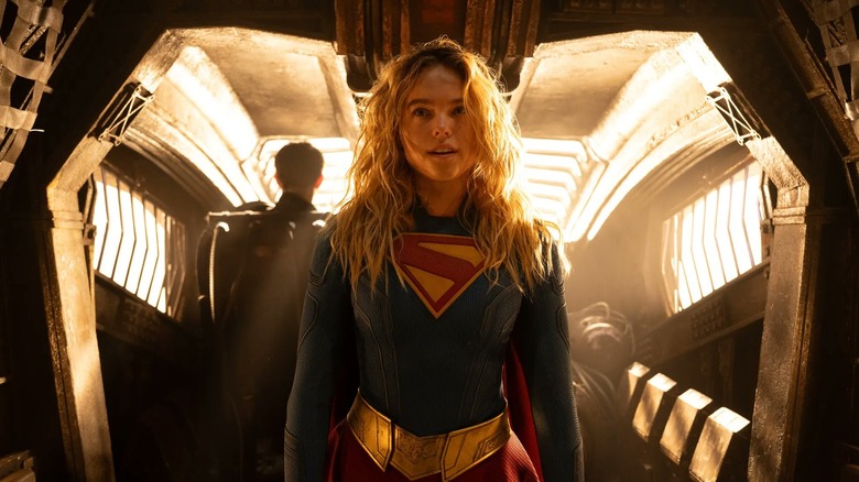 Milly Alcock as Supergirl standing on a ship in Supergirl