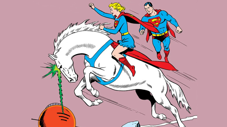 Comet the Super-Steed, Supergirl, and Superman on the cover of an issue of Supergirl