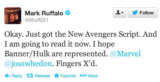 Ruffalo Avengers Tweet