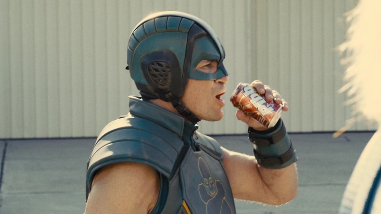 Nathan Fillion's Detachable Kid drinking a soda in The Suicide Squad