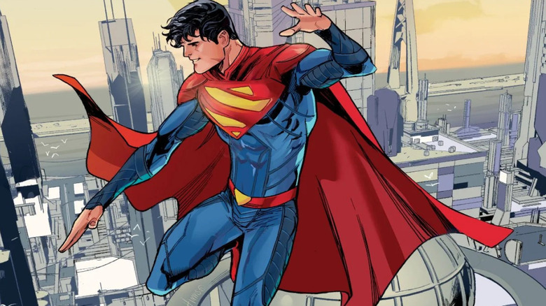Jon Kent flies above metropolis